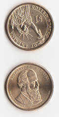 США - 1 Dollar 2011 - D - Rutherford Hayes / Ратерфорд Хейс - 19-й президент - UNC