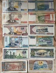 Лаос - набір 6 банкнот 500 1000 2000 5000 10000 20000 Kip 2003 - 2022 - UNC