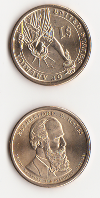 США - 1 Dollar 2011 - D - Rutherford Hayes / Ратерфорд Хейс - 19 -й президент - UNC