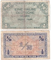 Германия - 1/2 Deutsche Mark 1948 - Ro. 230 - VF - # 2