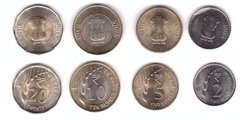 Индия - набор 4 монеты 2 5 10 20 Rupees 2019 - 2020 - aUNC / UNC