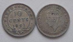 Ньюфаундленд - 10 Cents 1941 - серебро - VF