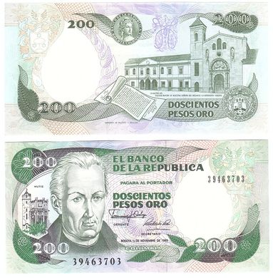 Колумбія - 200 Pesos 1989 - P. 429d - UNC
