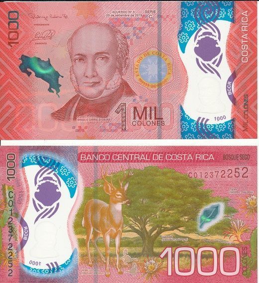 Costa Rica 1000 Colones Polymer Banknote - 2019 UNC World Paper Money Currency Bill