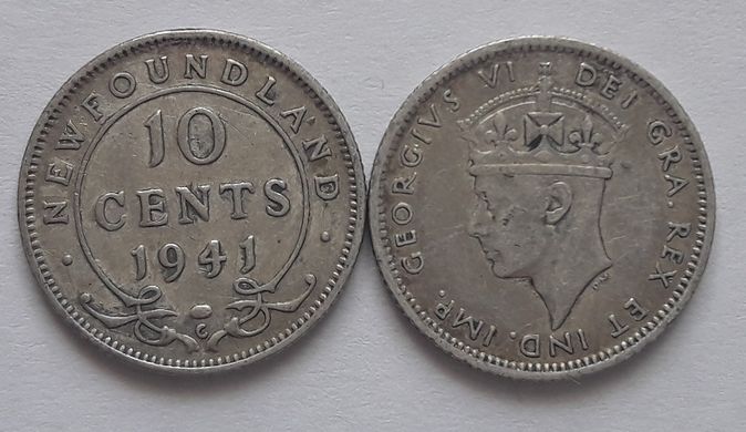 Ньюфаундленд - 10 Cents 1941 - срібло - VF