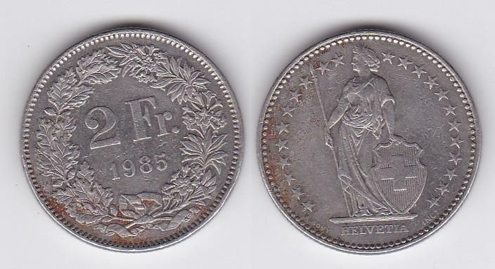 Швейцарія - 2 Francs 1985 - VF