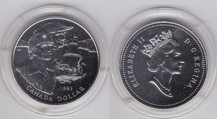 Канада - 1 Dollar 1995 - 325 років Компанії Гудзонова затоки - срібло 0.925 - в капсулі - aUNC / UNC