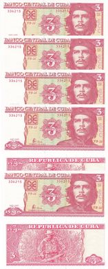 Куба - 5 шт х 3 Pesos 2005 - UNC