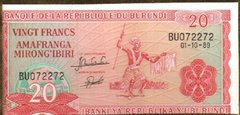 Burundi - 20 Francs 1989 - UNC