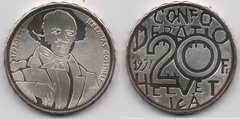Швейцария - 20 Francs 1997 - Иеремиас Готхельф - серебро - UNC