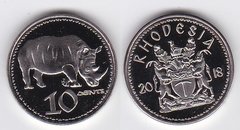 Родезия - 10 Cents 2018 - Носорог / Rhinoceros - Proof