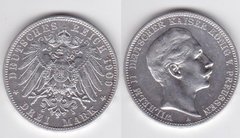 Германия / Prussia - 3 Mark 1909 - серебро - aUNC / XF