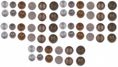 Мавританія - 5 шт х набір 6 монет 1/5 1 5 10 ( XF ) 20 50 Ouguiya 1973 - 2014 - ( 20 + 50 bimetall) - XF+ / UNC