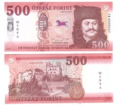 Венгрия - 500 Forint 2022 - MINTA overprint - specimen - UNC