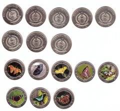 Fantasy / West Nusa Tenggara - set 8 coins x 1 Dollar 2016 - 2019 - Butterflies - UNC