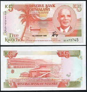 Малави - 5 Kwacha 1994 - P. 24b - UNC