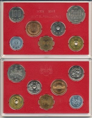 Japan - Mint set 6 coins 1 5 10 50 100 500 Yen 1997 + token - in plastic - UNC