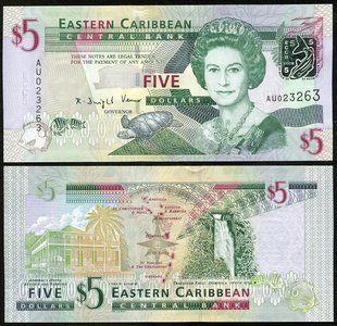 Eastern Caribbean - 5 Dollars 2008 - P. 47 - aUNC