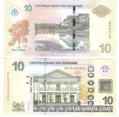 Суринам - 10 Dollars 2019 - Pick 158 - UNC