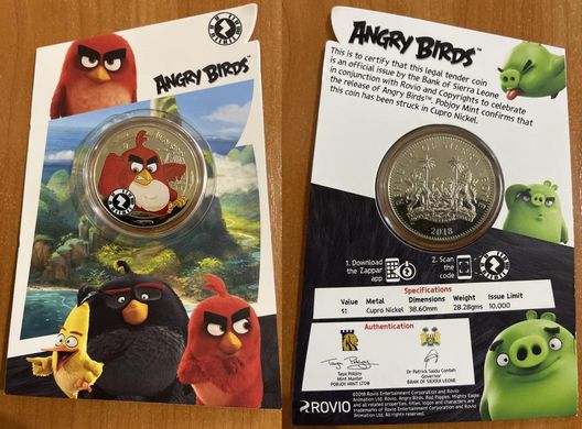 Сьєрра-Леоне - 1 Dollar 2018 - Злі пташки / Angry birds - in folder - UNC