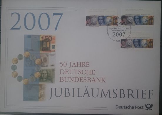 2411 - Германия - 2007 - 50 лет Deutsche Bundesbank - с открыткой - КПД