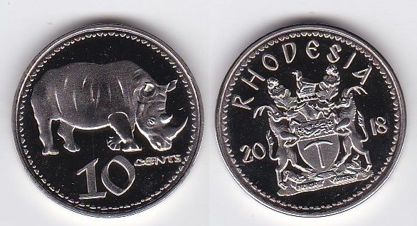Rhodesia - 10 Cents 2018 - Rhinoceros - Proof