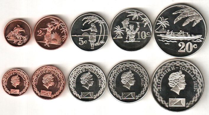 Tokelau - set 5 coins 1 2 5 10 20 Cents 2012 - UNC