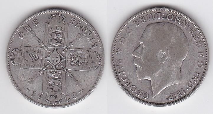 Великобританія - ​​1 Florin 1923 - срібло - VF