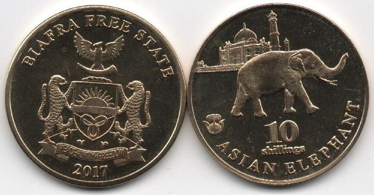 Fantasy / Biafra - 10 Shillings 2017 - Asian elephant - UNC