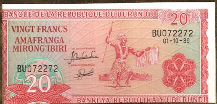 Бурунди - 20 Francs 1989 - UNC