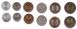Мавританія - 5 шт х набір 6 монет 1/5 1 5 10 ( XF ) 20 50 Ouguiya 1973 - 2014 - ( 20 + 50 bimetall) - XF+ / UNC