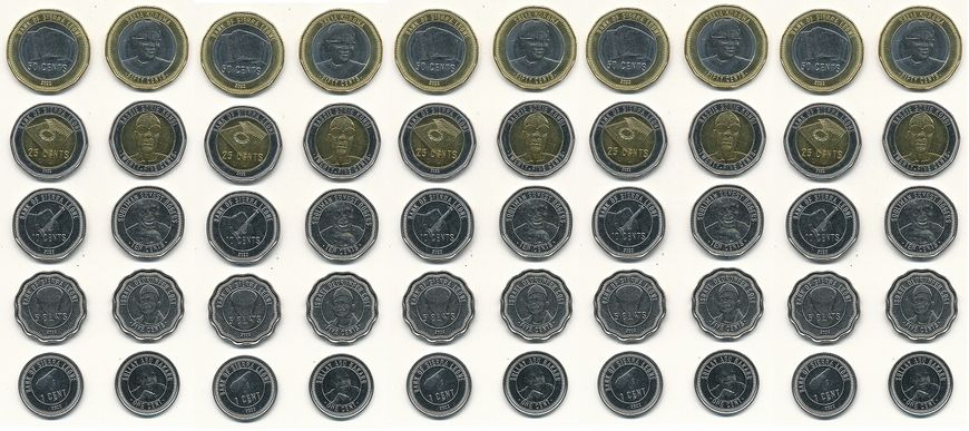 Сьерра-Леоне - 5 шт х набор 5 монет 1 5 10 25 50 Cents 2022 - UNC