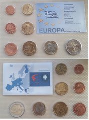 Греция - набор 8 монет 2 5 10 20 50 Cent 1 2 Euro 2004 - в запайке - UNC