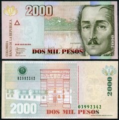 Колумбия - 2000 Pesos 2010 - P. 457p - UNC