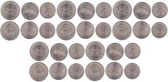 Коста-Рика - 5 шт х набор 3 монеты 5 10 20 Colones 1975 - comm. - aUNC / XF