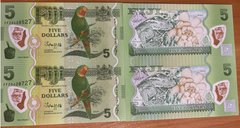 Фіджі - uncut sheet of 2 шт x 5 Dollars 2023 ( 2013 ) - Polymer - P. 115br - UNC