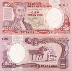 Колумбия - 100 Pesos Oro 1990 - P. 426e - serie 25236379 - VF+