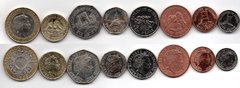 Джерсі - набір 8 монет 1 2 5 10 20 50 Pense 1 2 Pounds 1998 - 2016 - aUNC