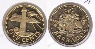 Барбадос - 5 Cents 1975 - у холдері - aUNC / XF
