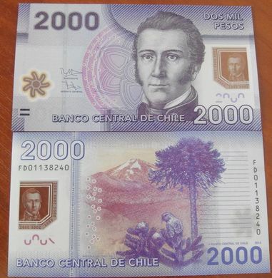 Чили - 2000 Pesos 2013 - P. 162c - Polymer - UNC