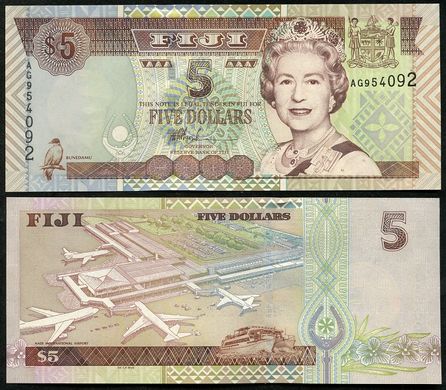 Фіджі - 5 шт х 5 Dollars 2002 - Pick 105b - Queen Elizabeth ll - UNC