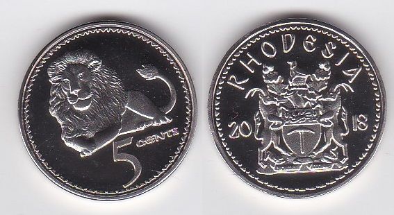 Rhodesia - 5 Cents 2018 - lion - Proof