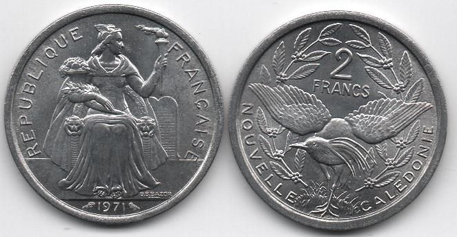Нова Каледонія - 5 шт х 2 Francs 1971 - UNC