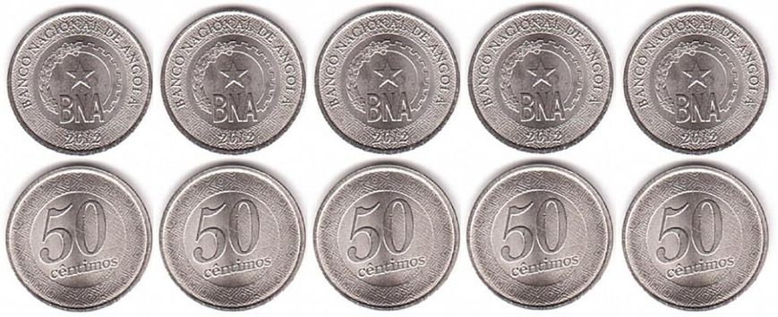 Angola - 5 pcs х 50 Centimos 2012 - XF