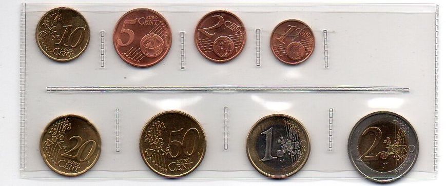 Ирландия - набор 8 монет 1 2 5 10 20 50 Cent 1 2 Euro 2002 - 2004 - aUNC