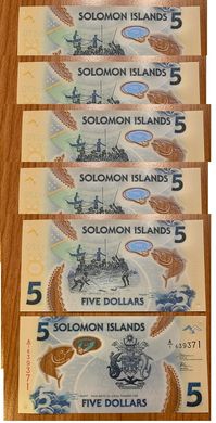 Соломонові острови / Соломони - 5 шт х 5 Dollars 2019 - UNC