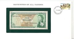 Східні Кариби / Невіс - 5 Dollars 1965 - Pick 14 год - Banknotes of all Nations - в конверті - UNC
