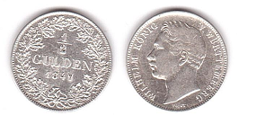Германия / Bavaria - 1/2 Gulden 1847 - серебро - XF+
