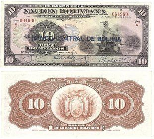 Bolivia - 10 Bolivianos 1911 - P. 114a(3) - VF