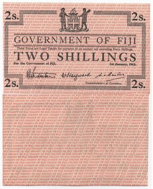 Fiji - 2 Shillings 1942 - P. 50r1 - aUNC / UNC